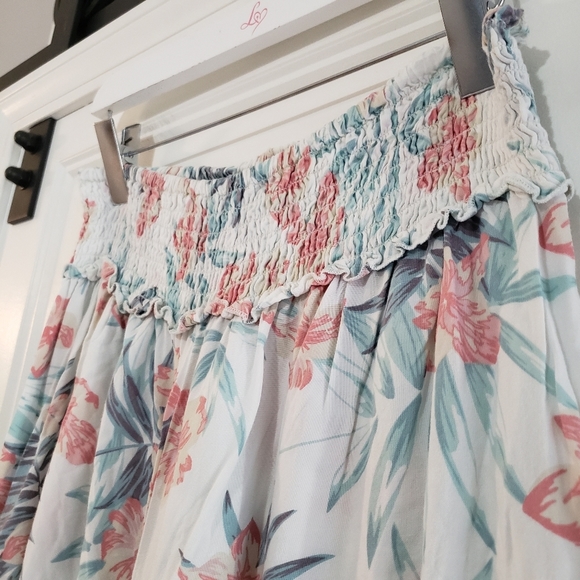 Goa Japna Viscose Wide Leg Beach Pant Womens M Floral Tropical Smocked Waist - Picture 2 of 8